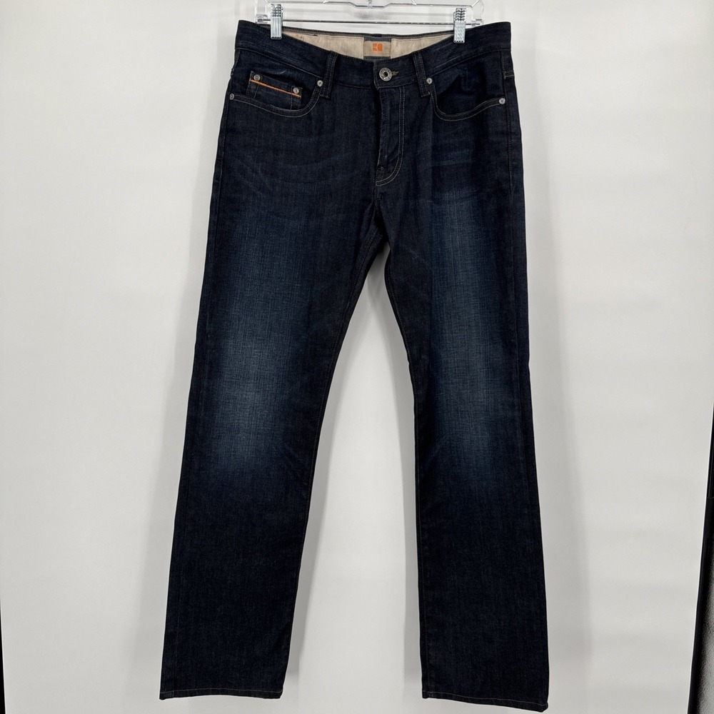 BOSS HUGO BOSS Orange Label Regular Fit Dark Wash DENIM W/Stretch Mens W34 L32 - Picture 2 of 16
